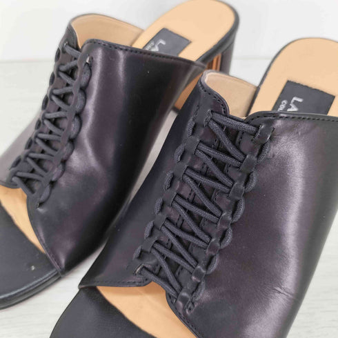 ランバン LANVIN レースアップ レザー ヒールサンダル ミュール レディース JPN:22.5