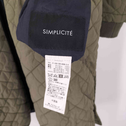 シンプリシテェ SIMPLICITE リバーシブル キルティング フード コート レディース