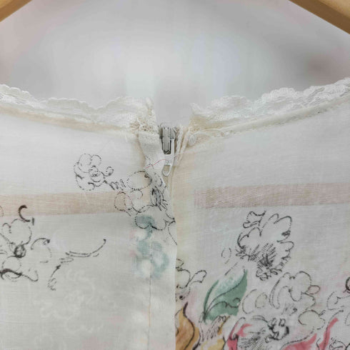 ガニーサックス GUNNE SAX 80-90S 花柄 レース タック ロケットTALON フリル ロングワンピース レディース