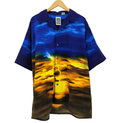 OCEAN CURRENT オーシャンカレント 韓国製 サンダープリントアロハシャツ メンズ import:L