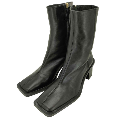 ザラ ZARA スクエアトゥ サイドゴアブーツ レディース EUR:35