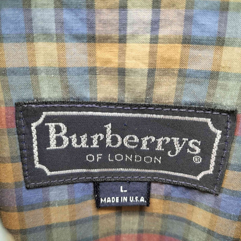 バーバリーズ BURBERRYS USA製 ポケット 長袖 チェックシャツ メンズ L