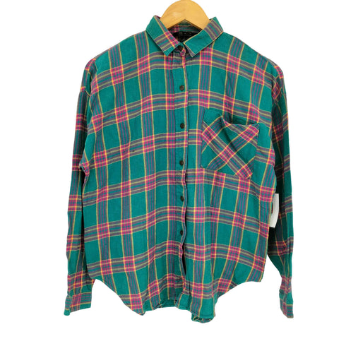 ハントクラブ HUNT CLUB USA製 チェック柄 L/S ロングスリーブシャツ レディース import:S