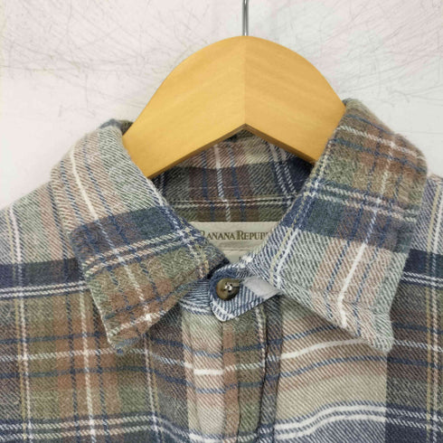 バナナリパブリック BANANA REPUBLIC チェック柄 L/S ロングスリーブ ネルシャツ メンズ import:M