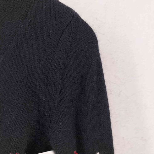 バーバリーブルーレーベル BURBERRY BLUE LABEL フロント刺繍 カシミヤ混 アーガイル柄 Vネック ウールニット レディース 38