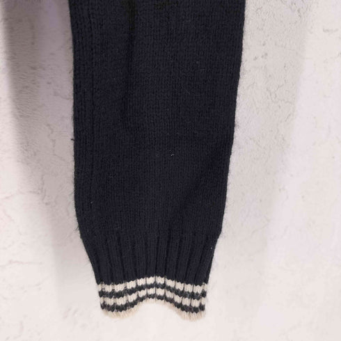 バーバリーブルーレーベル BURBERRY BLUE LABEL フロント刺繍 カシミヤ混 アーガイル柄 Vネック ウールニット レディース 38