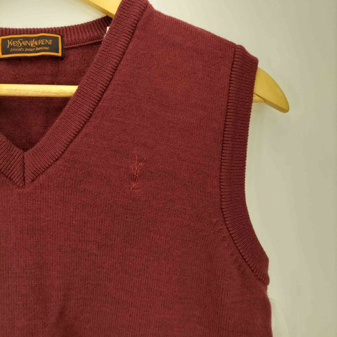 イブサンローランプールオム Yves Saint Laurent Pour Homme ロゴ 刺繍 ウール ベスト メンズ import:M