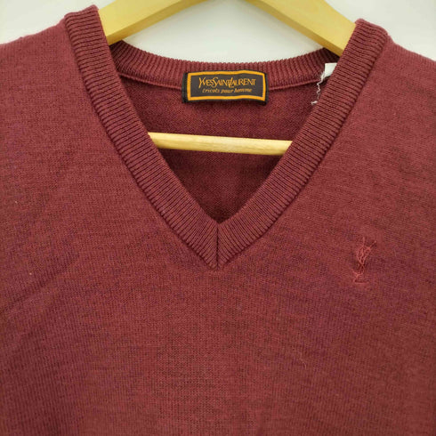 イブサンローランプールオム Yves Saint Laurent Pour Homme ロゴ 刺繍 ウール ベスト メンズ import:M