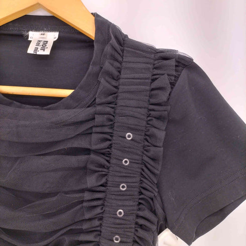 ノワールケイニノミヤ noir kei ninomiya 20aw BLACK TULLE BUCKLE DETAIL T-SHIRT チュール バックル デザイン 半袖Tシャツ レディース JPN:XS