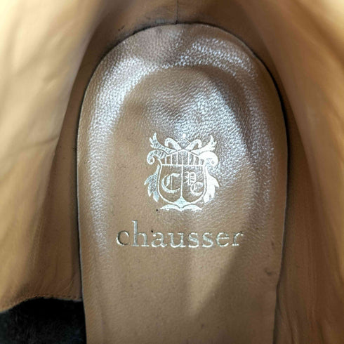 ショセ CHAUSSER サイドジップ 飾りボタン レザー ショートヒールブーツ レディース JPN:24