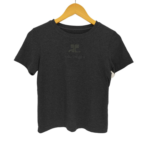 クレージュ courreges フロントロゴ刺繍 クルーネック 半袖 Tシャツ レディース 9R