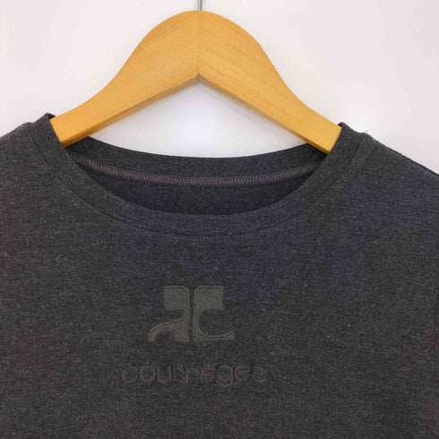 クレージュ courreges フロントロゴ刺繍 クルーネック 半袖 Tシャツ レディース 9R