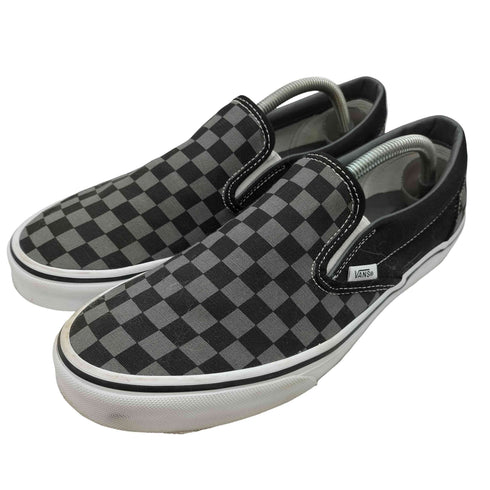 バンズ VANS US企画 Classic Slip-On BLACK/PEWTER CHECKERBOARD チェッカーボード メンズ JPN:28