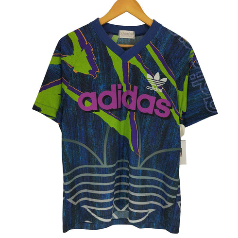 アディダス adidas 80-90S デサント製 総柄 半袖 ゲームシャツ メンズ M-L