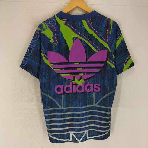 アディダス adidas 80-90S デサント製 総柄 半袖 ゲームシャツ メンズ M-L
