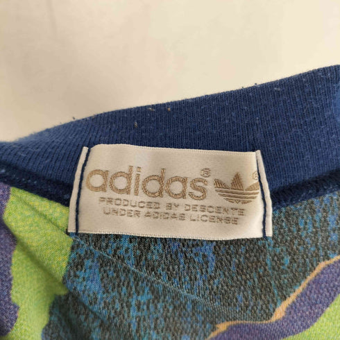 アディダス adidas 80-90S デサント製 総柄 半袖 ゲームシャツ メンズ M-L