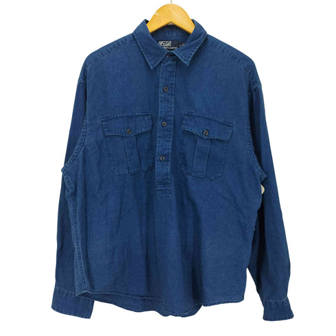 ポロバイラルフローレン Polo by RALPH LAUREN 26SS RELAXED FIT インディゴ シャンブレー プルオーバー ワーク シャツ メンズ import:M