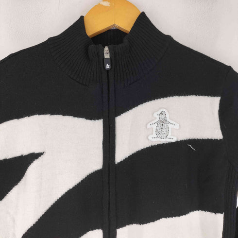 マンシングウェア Munsingwear ウール ジップアップ ラインストーン ニットパーカー レディース JPN:L