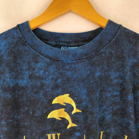 オニータ ONEITA MADE IN USA ガーメンドダイ プリントクルーネックTシャツ 袖裾シングル メンズ JPN:XL