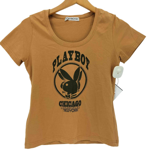 プレイボーイ PLAYBOY プリントクルーネックTシャツ ピチT Y2K レディース
