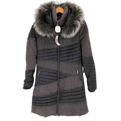 CLASSICAL FUR クラシカルファー ファー付きフード 素材切替中綿コート レディース L
