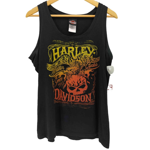 ハーレーダビッドソン HARLEY-DAVIDSON 00S USA製 2枚タグ スカル イーグル 両面プリント タンクトップ メンズ import:XXL