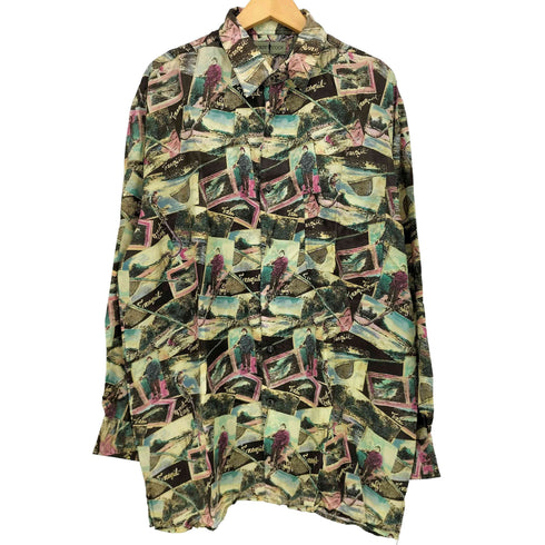 ロバートストック ROBERT STOCK シルク100 総柄 長袖 シャツ メンズ import:XL