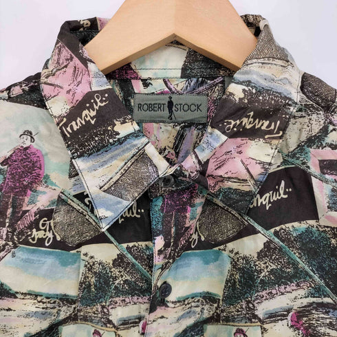 ロバートストック ROBERT STOCK シルク100 総柄 長袖 シャツ メンズ import:XL