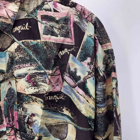 ロバートストック ROBERT STOCK シルク100 総柄 長袖 シャツ メンズ import:XL