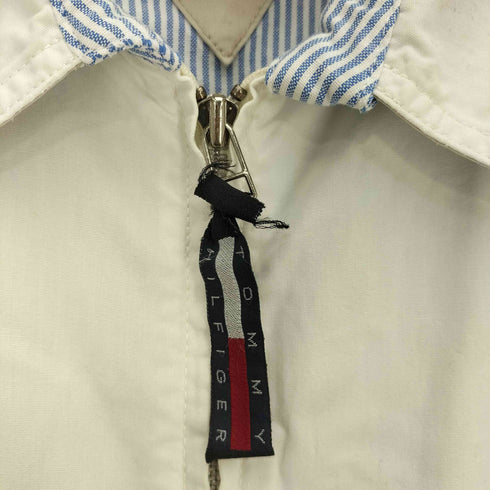 トミーヒルフィガー TOMMY HILFIGER 90s クレスト刺繍 背抜き 裏地ストライプ スイングトップ ブルゾンジャケット メンズ import:XL