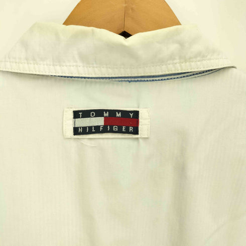 トミーヒルフィガー TOMMY HILFIGER 90s クレスト刺繍 背抜き 裏地ストライプ スイングトップ ブルゾンジャケット メンズ import:XL