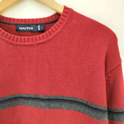 ノーティカ NAUTICA マルチボーダー コットン クルーネックニット メンズ import:L