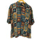クラフトアンドバロー Croft&Barrow 90S OLD SILK 100% 絹 シルク 幾何学模様 アート シャツ メンズ import:XL