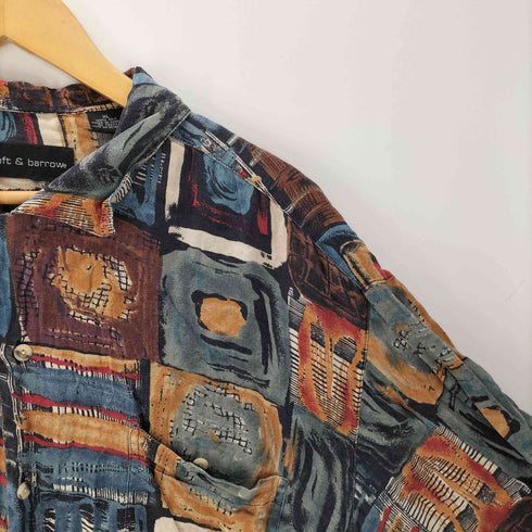 クラフトアンドバロー Croft&Barrow 90S OLD SILK 100% 絹 シルク 幾何学模様 アート シャツ メンズ import:XL