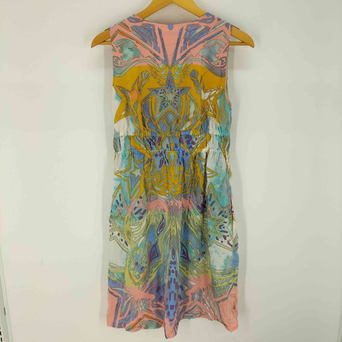 エミリオプッチ EMILIO PUCCI 総柄 シルク ギャザー ノースリーブ ワンピ-ス レディース US:8