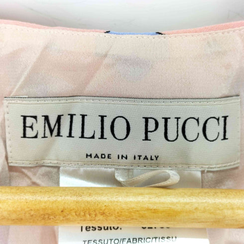 エミリオプッチ EMILIO PUCCI 総柄 シルク ギャザー ノースリーブ ワンピ-ス レディース US:8