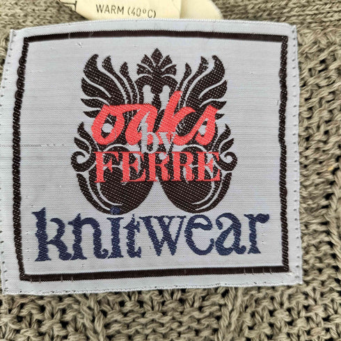 ジャンフランコフェレ GIANFRANCO FERRE OAKS by FERRE イタリア製 WILDE HAVANAパッチ ケーブル編み カーディガン メンズ