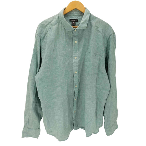 エディーバウアー Eddie Bauer LINEN 麻 リネン カスリ L/S シャツ メンズ import:XL