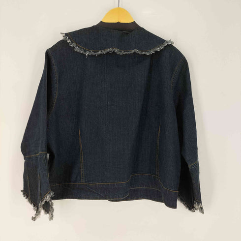 切りっぱなし フリル デニム ジャケット レディース UK:16