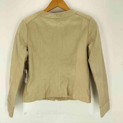 スピックアンドスパン Spick and Span SHEEP SKIN 羊革 ノーカラー レザー ジャケット レディース JPN:38