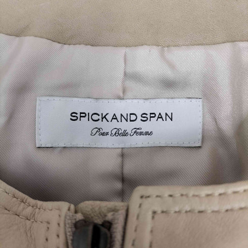 スピックアンドスパン Spick and Span SHEEP SKIN 羊革 ノーカラー レザー ジャケット レディース JPN:38