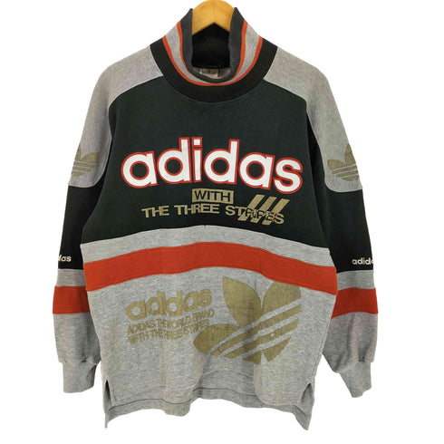 アディダス adidas 80-90S デサント製 ハイネックスウェット プルオーバー メンズ S-M