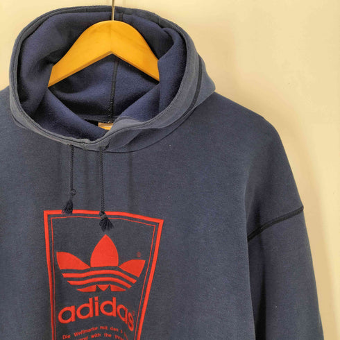 アディダス adidas 80-90S デサント製 トレフォイルロ刺繍パーカー メンズ M-L