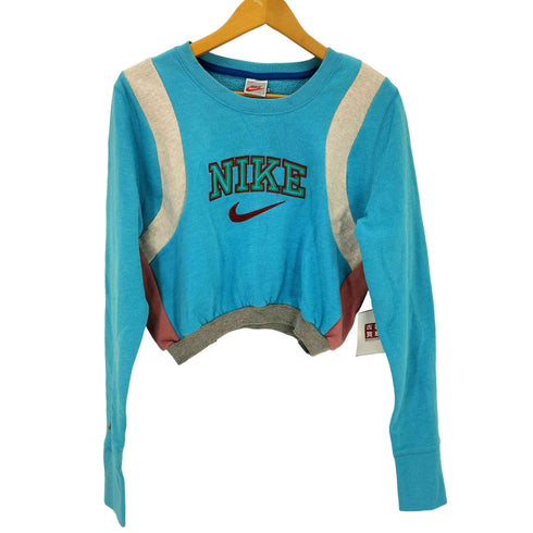 ナイキ NIKE 90S USA製 銀タグ ロゴ刺繍 クロップド スウェット レディース L