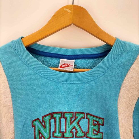 ナイキ NIKE 90S USA製 銀タグ ロゴ刺繍 クロップド スウェット レディース L