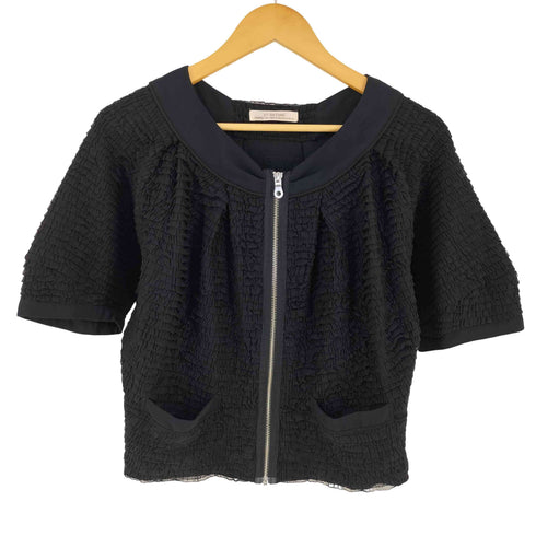 1/2 Un-Demi アンドゥミ ジャガード フロントジップ 半袖 Tシャツ domestic レディース S