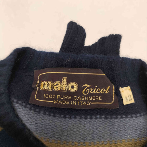 malo tricot カシミヤ 100 ボーダー ニット レディース EUR:42