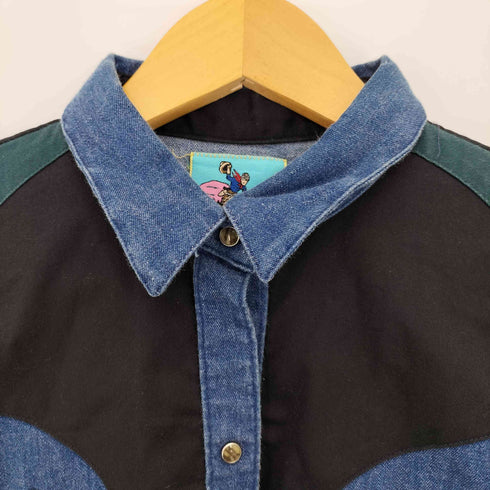 P.S. & Rhinestones 配色切替 ウエスタンデニムシャツ レディース import:M