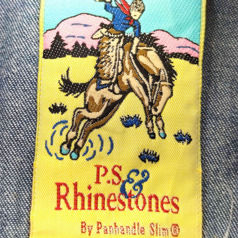 P.S. & Rhinestones 配色切替 ウエスタンデニムシャツ レディース import:M