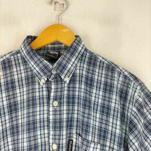 ステューシー Stussy 90S 紺タグ OLD チェック柄 ショートスリーブ BDシャツ メンズ import:L